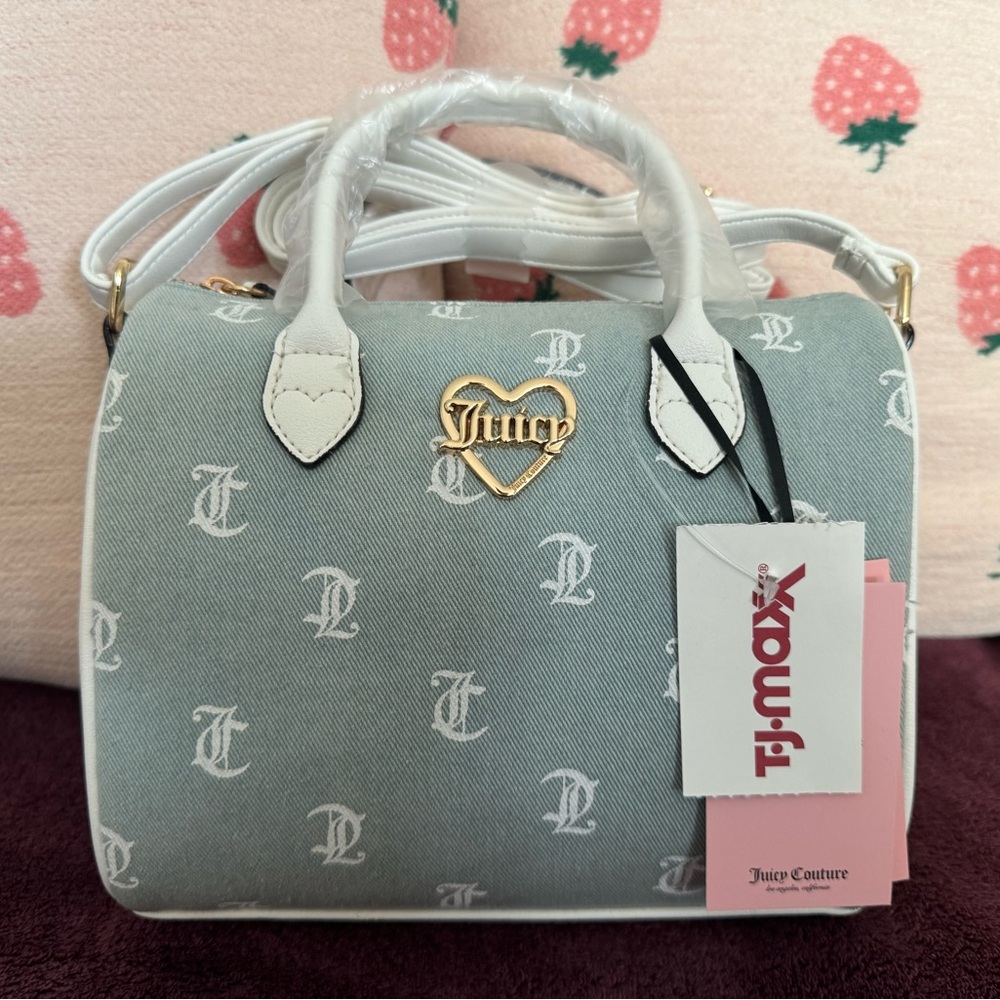 Juicy couture denim and white satchel